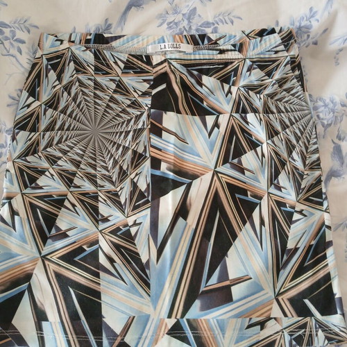 LA Dolls skirt used, elastic fabric, gray and blue, size S