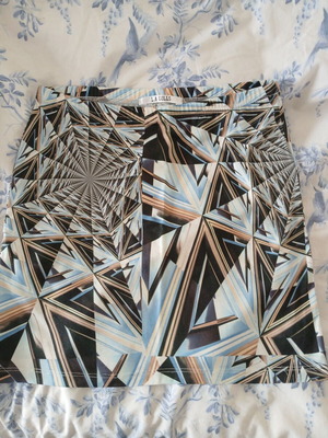 LA Dolls skirt used, elastic fabric, gray and blue, size S