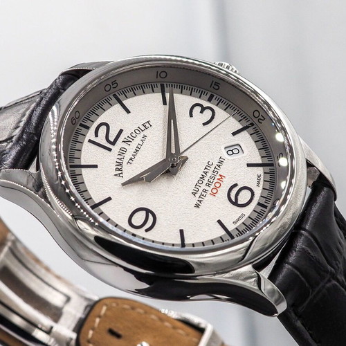 Armand Nicolet Αυτόματο ρολόι καινούργιο, 42mm, μαύρο και άσπρο