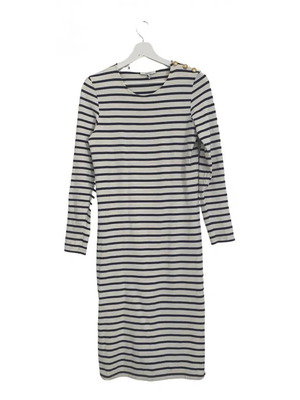 Ganni mid length striped dress S like new, white