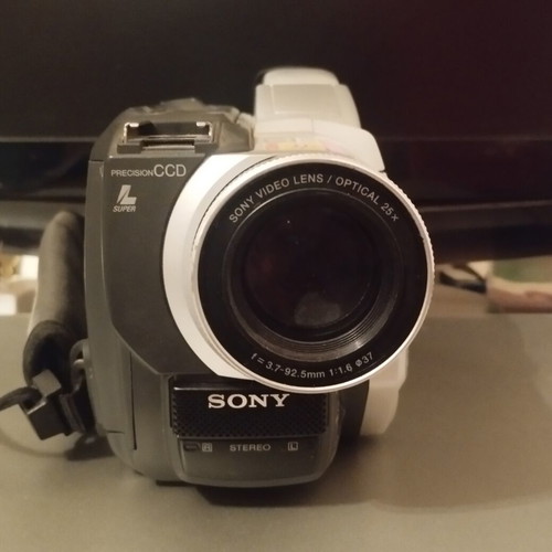 Sony Handycam DCR-TRV820E digital video camera used with printer, battery, charger