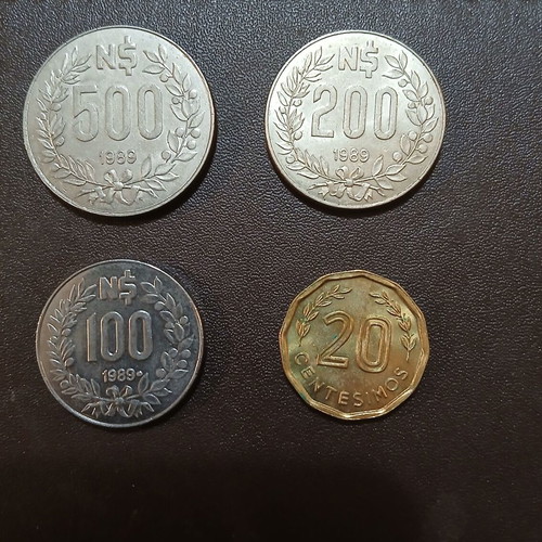Set of 4 Uruguay coins from the 1980s
