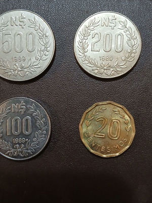 Set of 4 Uruguay coins from the 1980s