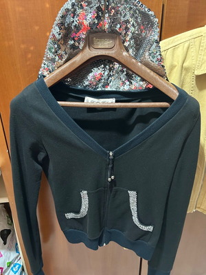 Danoff black jacket with sequin hood new, size S