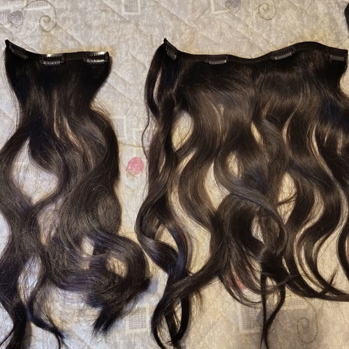Hair extensions with natural hair like new, 2 pieces with clips