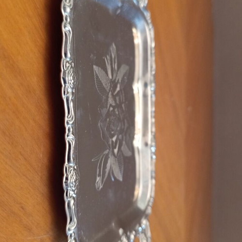 Vintage metal serving tray 18.5x11 cm inox