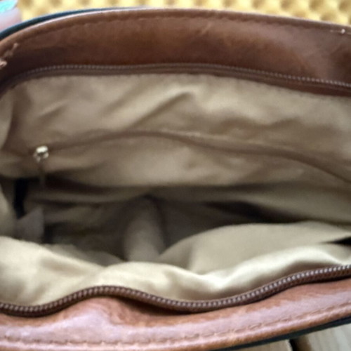 Crossbody bag used, beige and brown