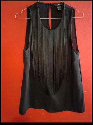 Top with fringes H&M black like new, size S