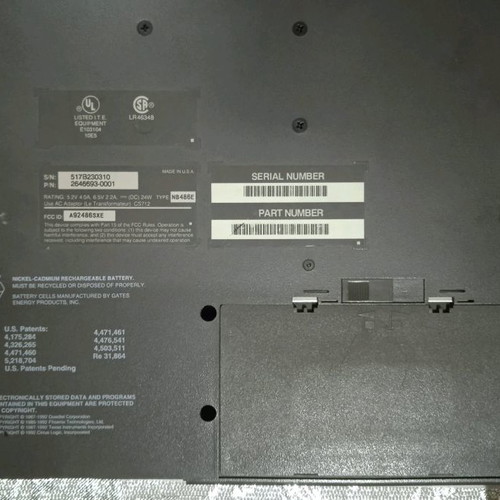 Texas Instruments vintage laptop used, 1980s with charger and mouse