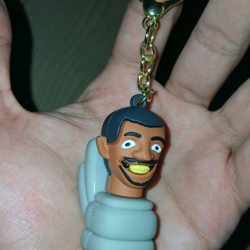 Keychain new gray with gold chain