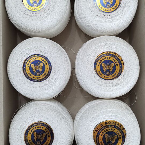 Crochet yarn No 30 - 40 - 50 new, 50g, beige, snow white, red