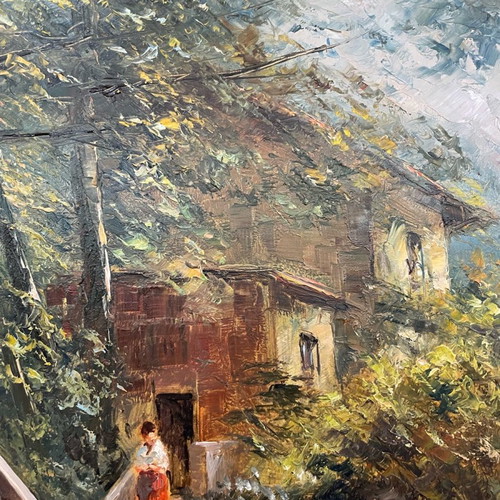 Oil painting by Italian artist like new with gold handmade frame