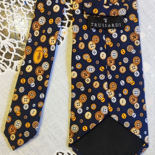 Trussardi Vintage Silk Tie Blue Patterned Like New