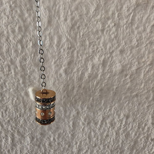 Layered polymorphic Swarovski necklace new, stainless steel, silver and rose gold