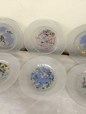 Decorative plates set of 6 handpainted by Dimitris Mytaras, like new