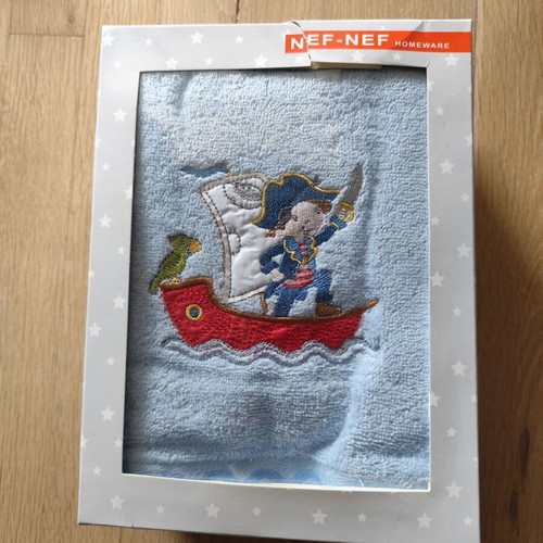 Nef-Nef children's towel set new, blue with pirate design
