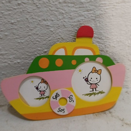 Wooden photo frame with sticker new