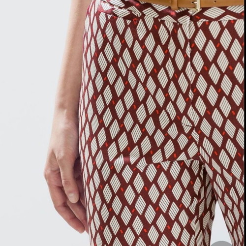 Zara pants with geometric pattern new, burgundy and white