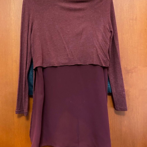 Blouse with transparencies used, long, red, size M