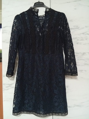 Φόρεμα Zara με δαντέλα μεταχειρισμένο, μπλε, μέγεθος L