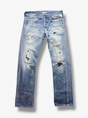Replay Vintage skinny jeans ανδρικό medium σαν καινούργιο, μπλε με σκισίματα