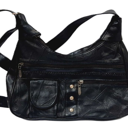 Vintage leather crossbody bag like new, soft natural leather, black
