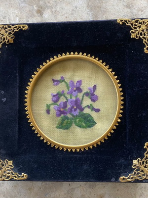 Vintage handmade embroidered wall frames set used