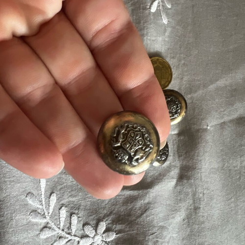 Vintage buttons used, size of 20 lepta coin