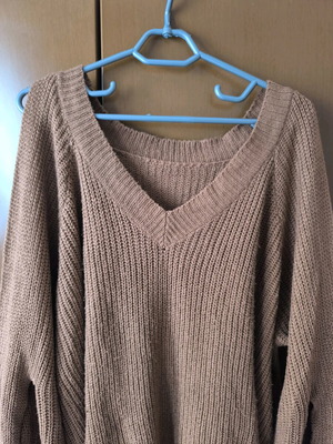 Shein brown sweater with open shoulders like new, size XXXL