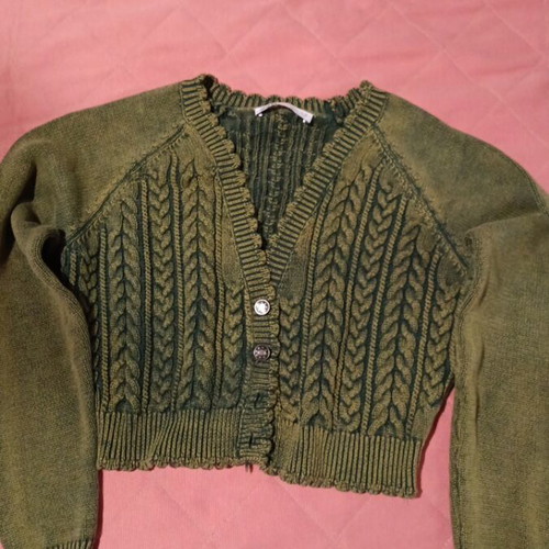 Zara short cardigan like new, cotton, green, size L