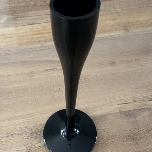 Black glass candleholder 20cm