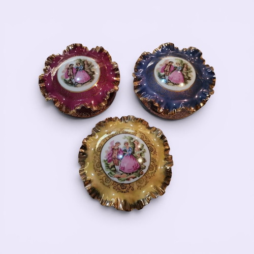Vintage porcelain jewelry boxes like new, rococo style with gold details