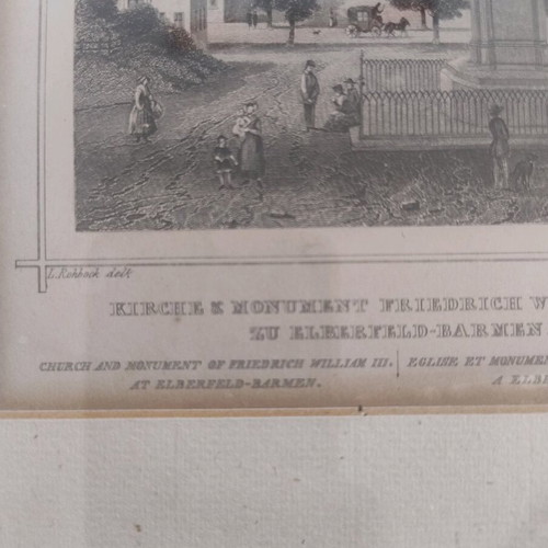 Replica print of Unterbarmer Hauptkirche and Frederick William III monument like new