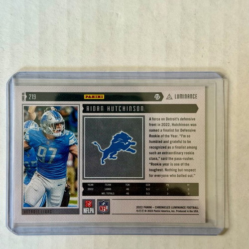 2022 Panini Chronicles Luminance Update Rookies Aidan Hutchinson #219 Pink RC new