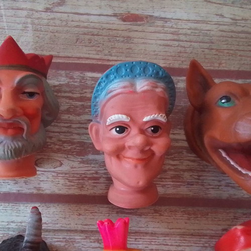 Vintage glove puppet faces used, pack of 6