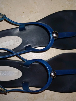 Ocean blue sandals like new, plastic, size 40