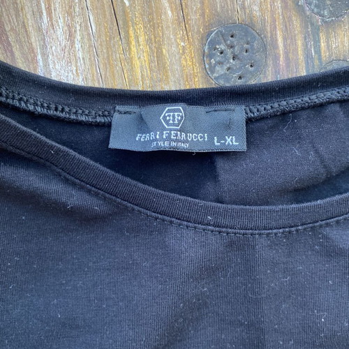 Black cotton blouse with silver zipper new, size M