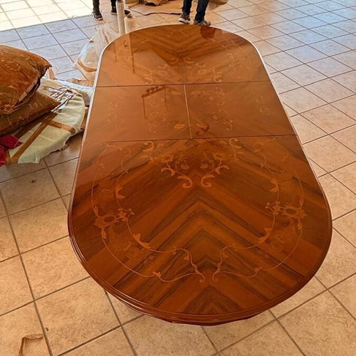 Palazzo Athens dining table Italian solid wood with marquetry extendable refurbished