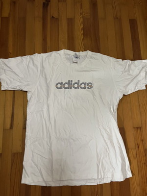 Adidas tshirt used, size L, white with tiny hole