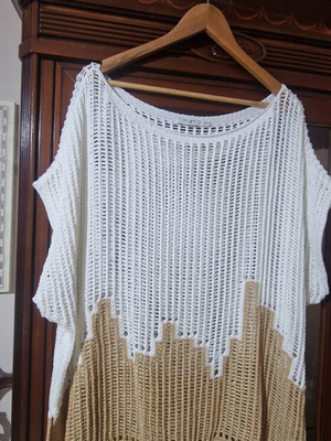 Πλεκτή διχρωμη μπλούζα Mat Fashion one size σαν καινούργιο