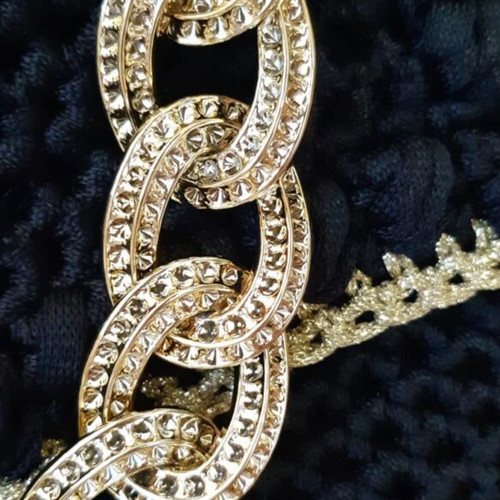 Knitted handmade bag new, black with gold details