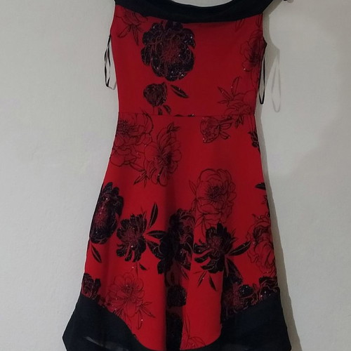 Quiz asymmetrical dress with floral glitter new, size 36