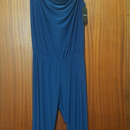 One-piece jumpsuit new, blue, elastic fabric with open back