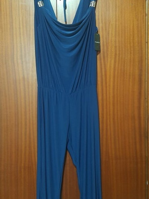 One-piece jumpsuit new, blue, elastic fabric with open back