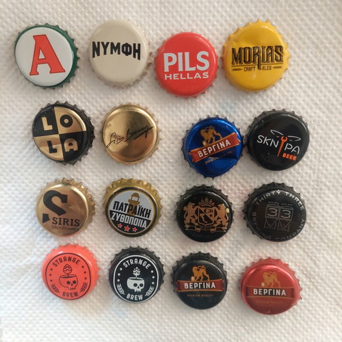 Beer bottle caps, set of 16, collectible