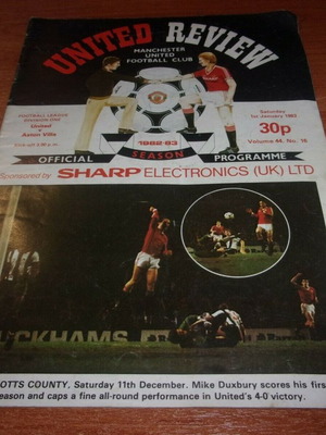 Πρόγραμμα αγώνα Manchester United vs Aston Villa 1983