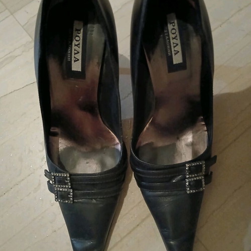 Italian leather pointed pumps used, black, size 38