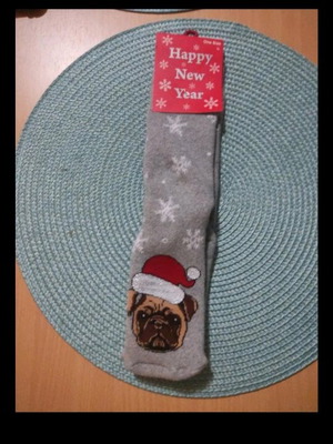 Christmas socks new, gray, cotton, one size