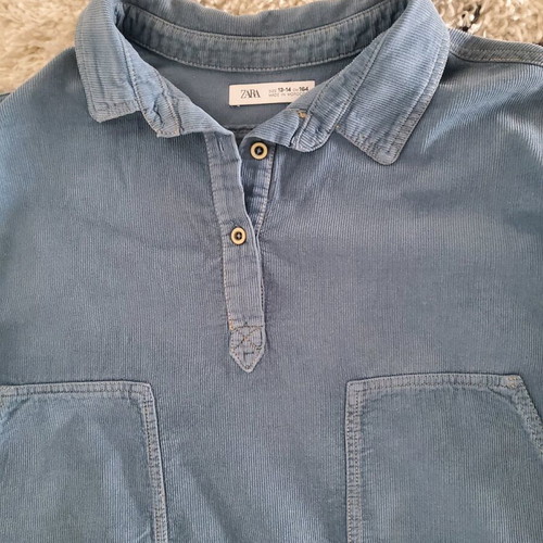 Zara spring corduroy dress 13-14 years like new, turquoise