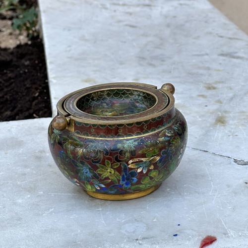 Vintage Cloisonné ashtray used with brass details